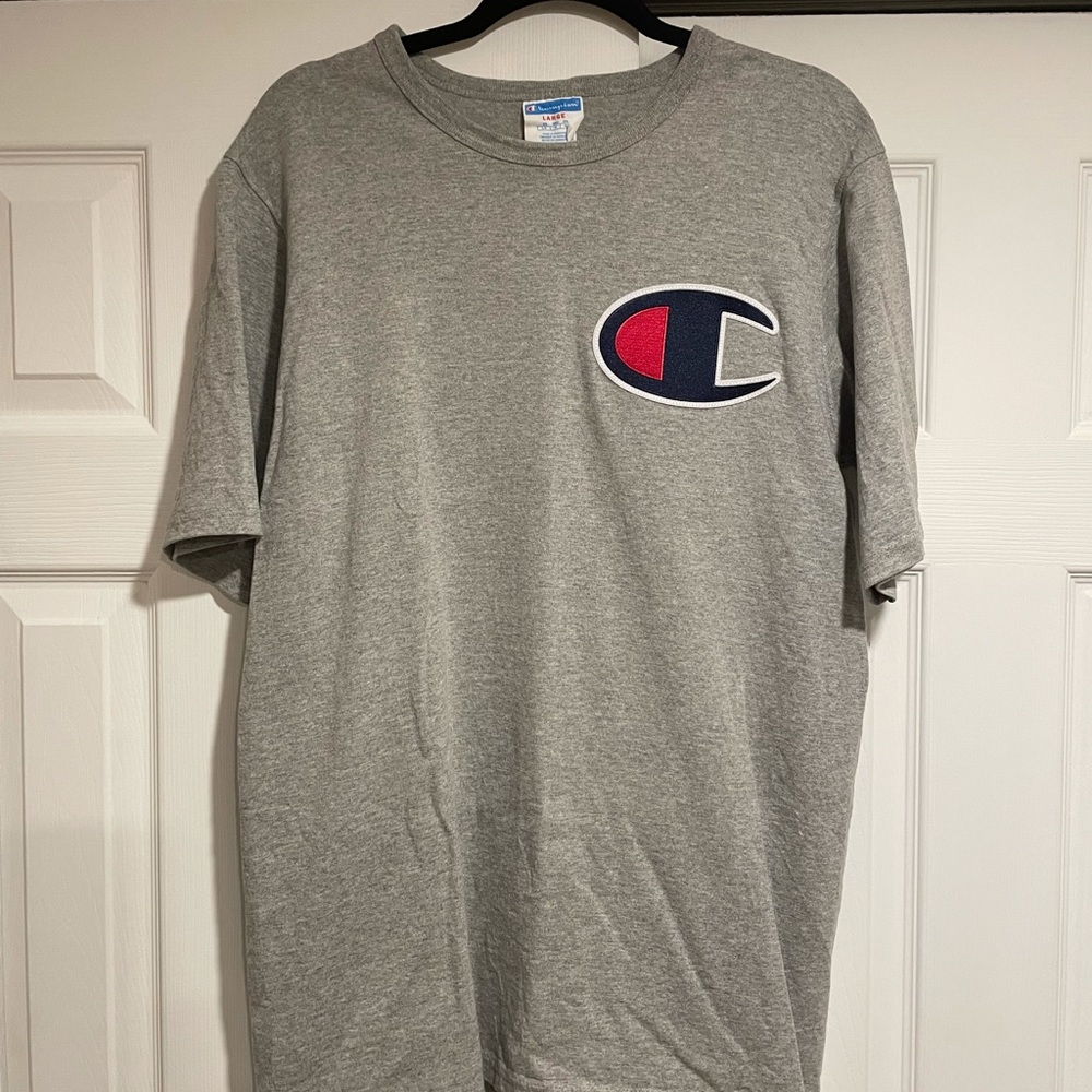 MEN’S CHAMPION STITCH LOGO CREW NECK T SHIRT SZ L